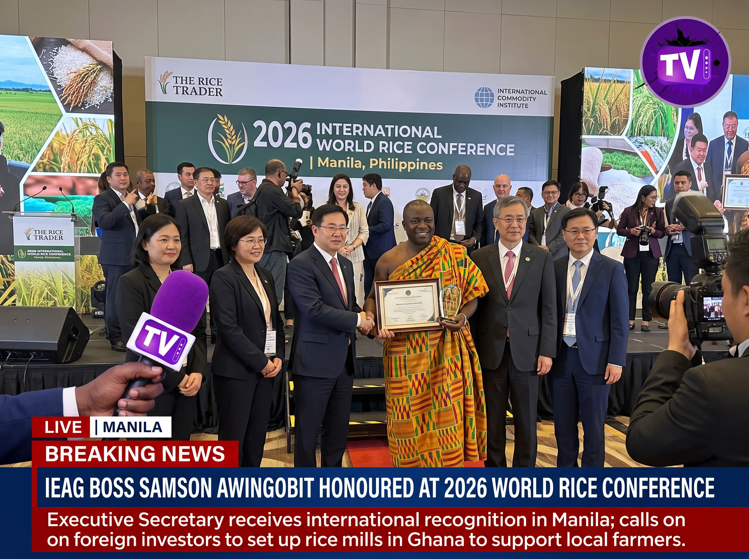 IEAG Executive Secretary Samson Awingobit honoured at World Rice Conference, calls for investment in Ghana