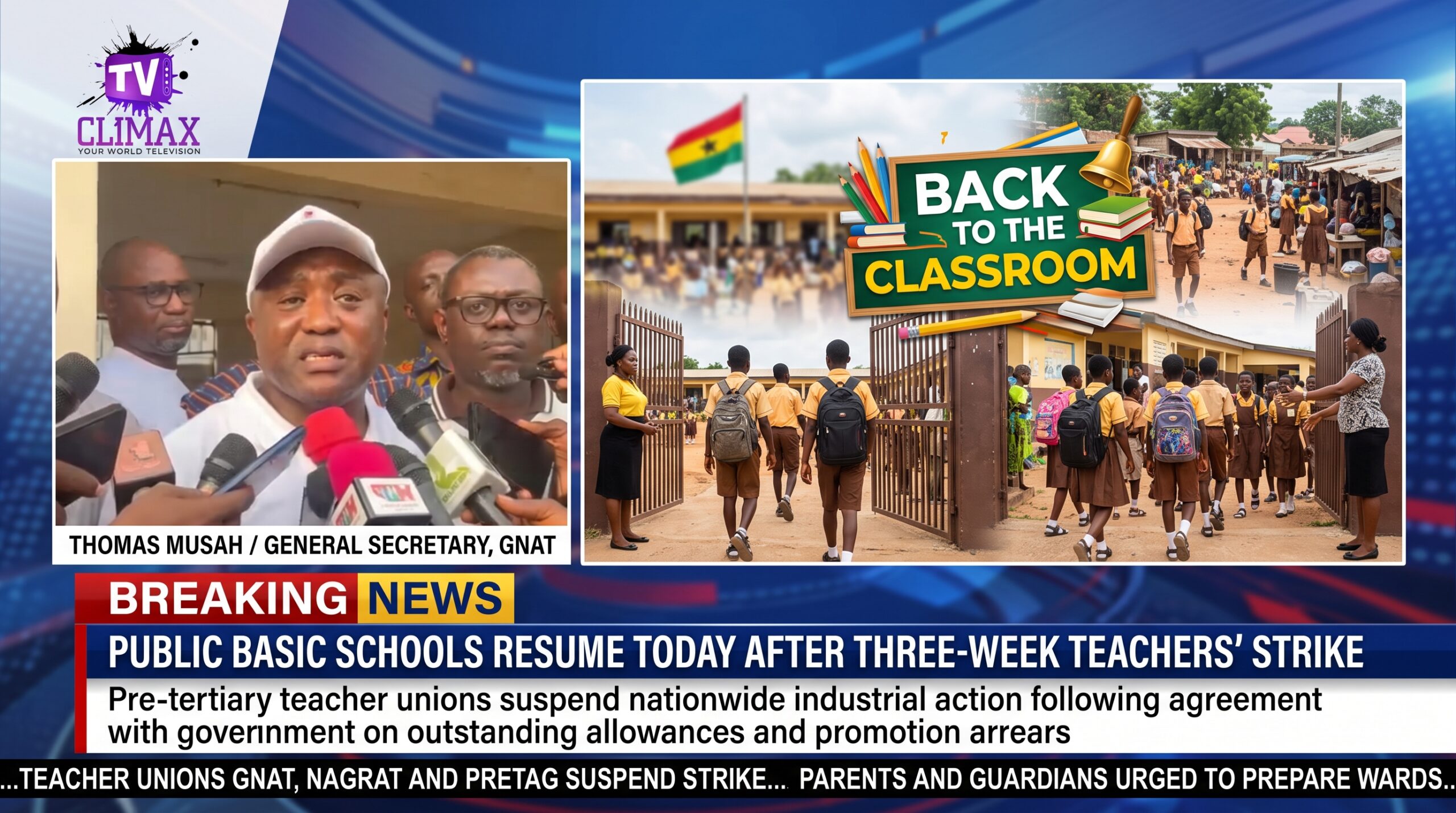 Public basic schools resume today after three-week teachers’ strike